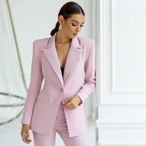 Light Pink Pantsuit for Women, Pink Formal Pantsuit for Office ...