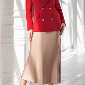 Silk Midi Skirt Beige Silk Midi Skirt Bias Cut Silk Skirt Modest Skirt for Women Silk Office Skirt Special Occasions Silk Long Skirt