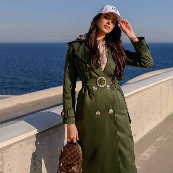 Khaki Trench Coat Etsy