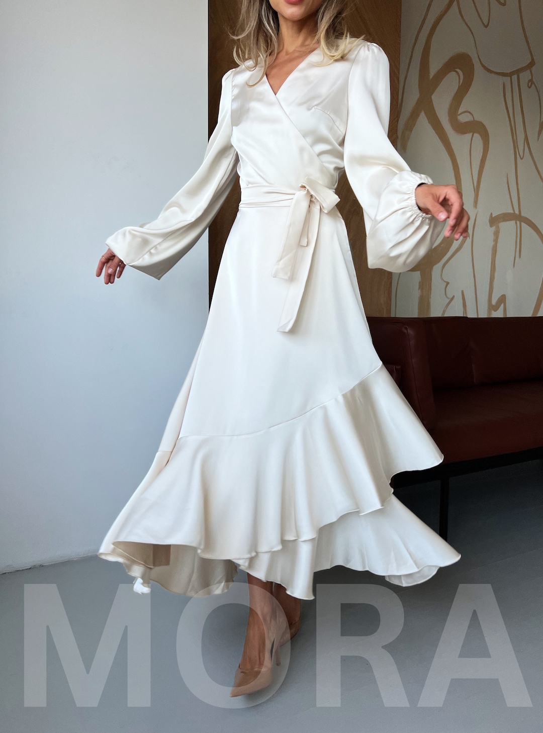 Ivory Luxurious Silk Crop top and Long Jacket Set main image 1