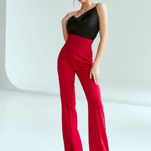 Red High Waist Pants for Women, Pants With a High Waist,formal Pants,  Office Meeting Trousers , Red Trousers for Women, Pants -  Canada