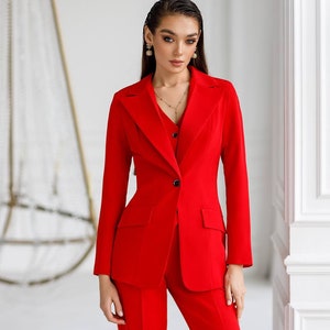 Red Pants Suit Womens, Formal Pantsuit for Women, Chic Womens Pants Suit,  Womens Blazer and Pants Set, Red Blazer Women, Red Womens Suit -  Norway