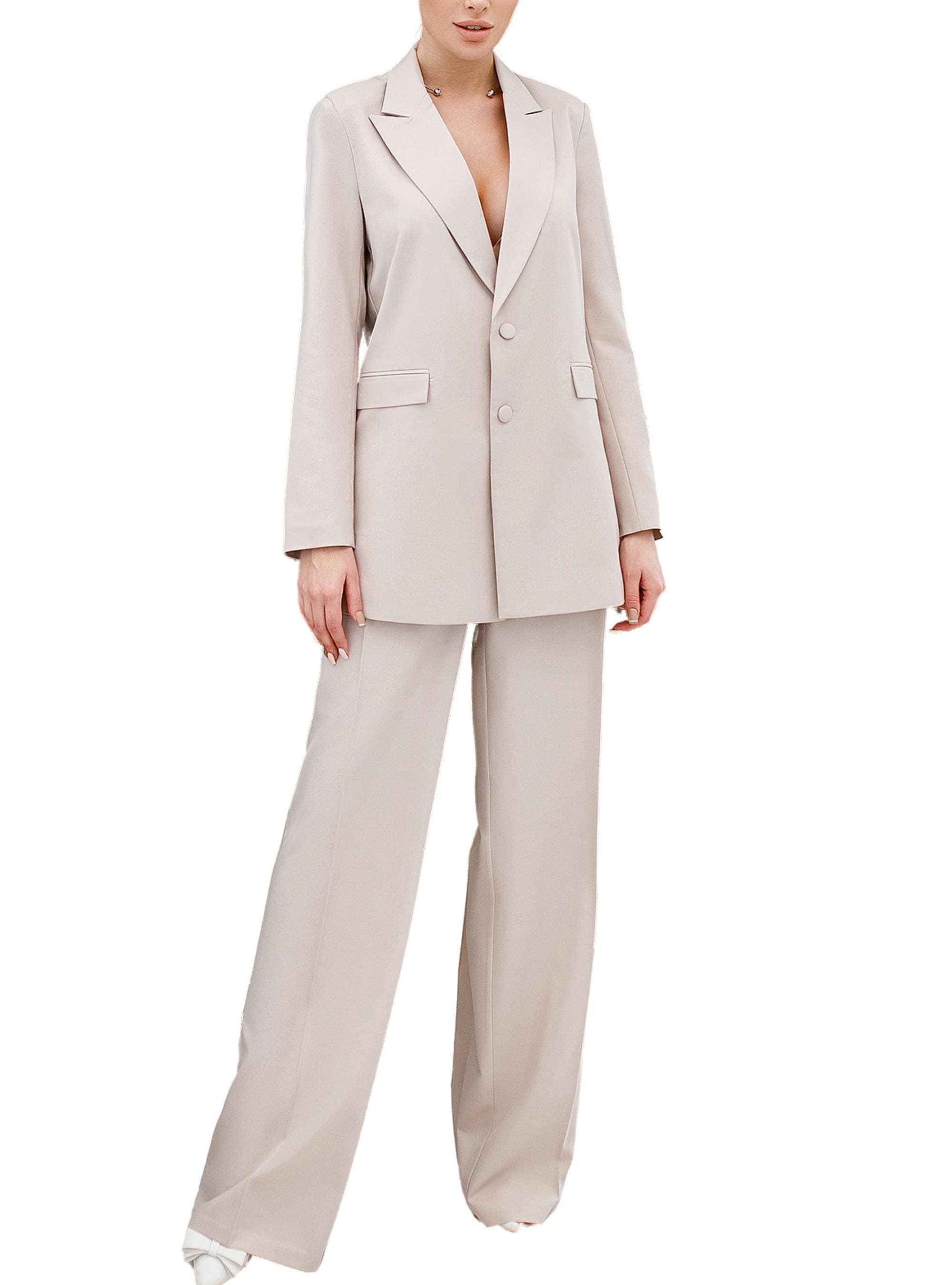 Beige pant suit online