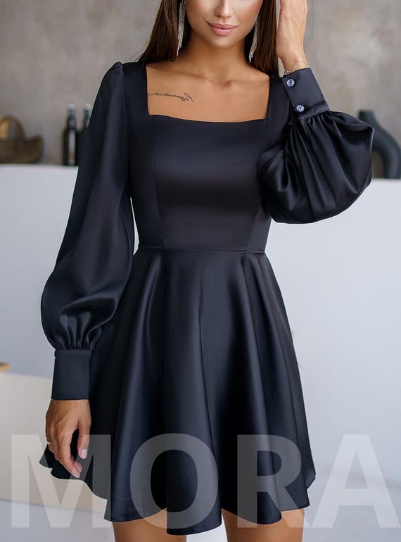 Petite black dresses with sleeves hotsell
