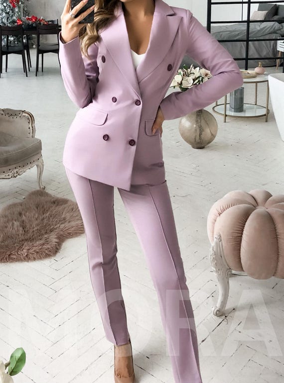 Light pink womens pant suit hot sale