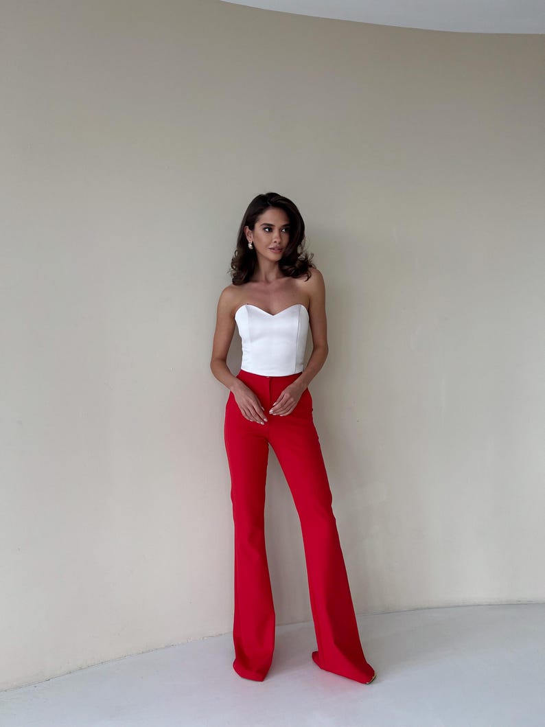 White Satin Corset Top: Strapless Bustier, Gen Z Chic image 2
