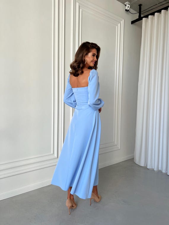 blue dress for baby girl Think About It Light Blue Midi Dress – Shop the Mint main image 0
