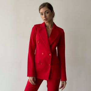 Red Pantsuit Womens , Formal Pantsuit for Women, Chic Womens Pants Suit, Womens Blazer and Pants set, Red Blazer Women, Office Wear Women