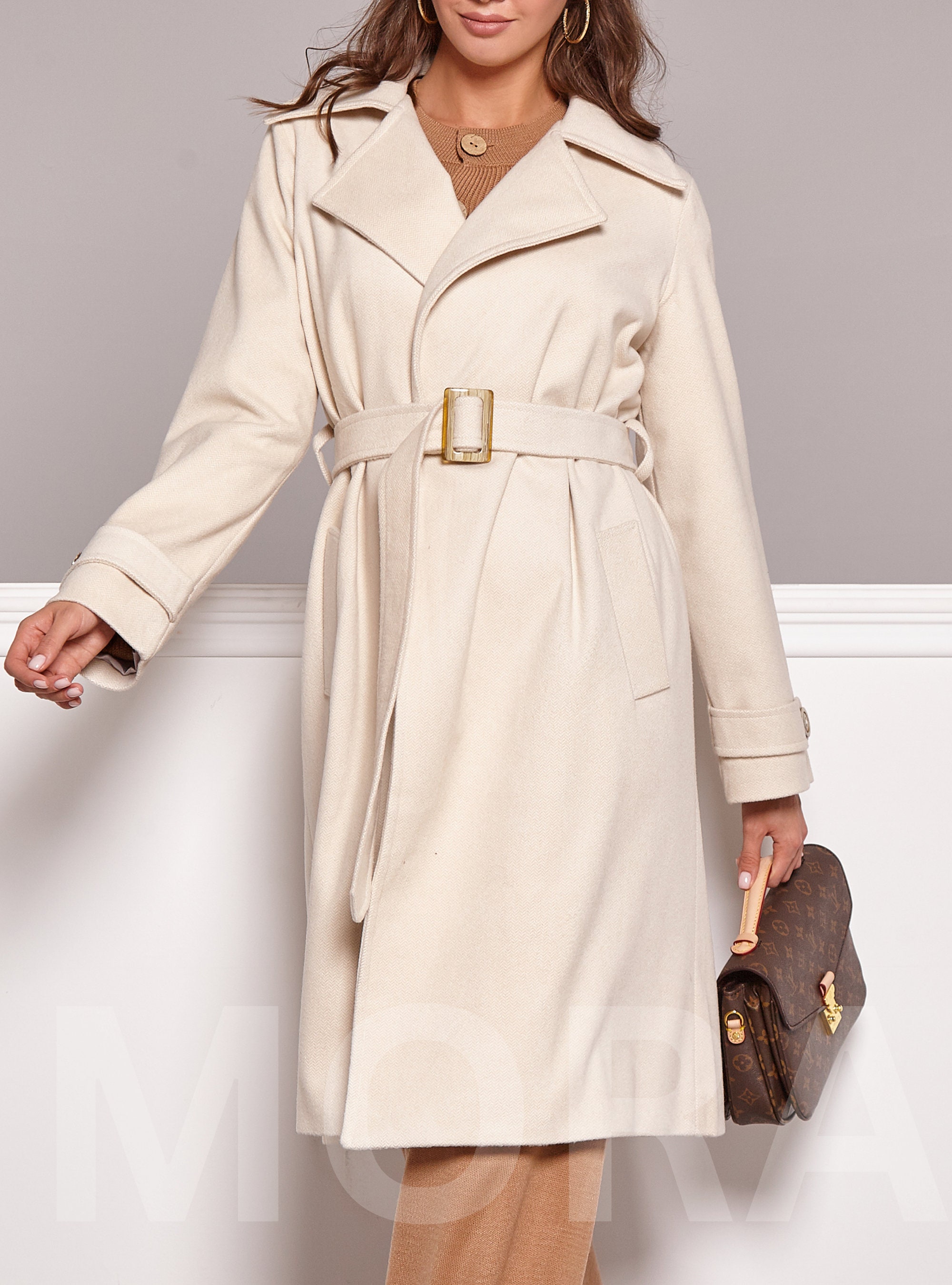Ivory Wool Coat for Women, Midi Long Womens Wool Coat Ivory Wool Coat for Women, Midi Long Womens Wool Coat