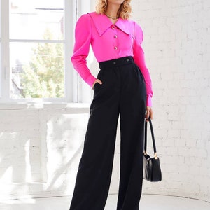 Blue Palazzo Trousers/ High Waisted Palazzo/ Wide Anniversaries