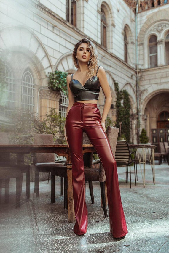 Vegan Leather Pants Women Faux Leather Pants Women Leather - Etsy