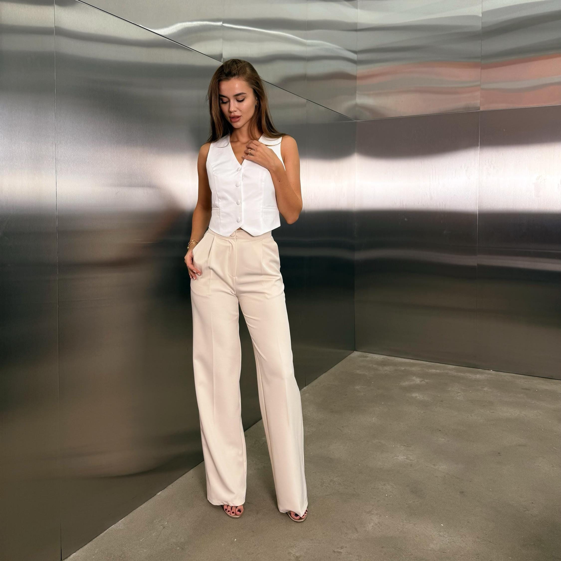 knee length dresses for ladies Effortless Ivory Pants  From Office to Off-Duty  Luxeraa