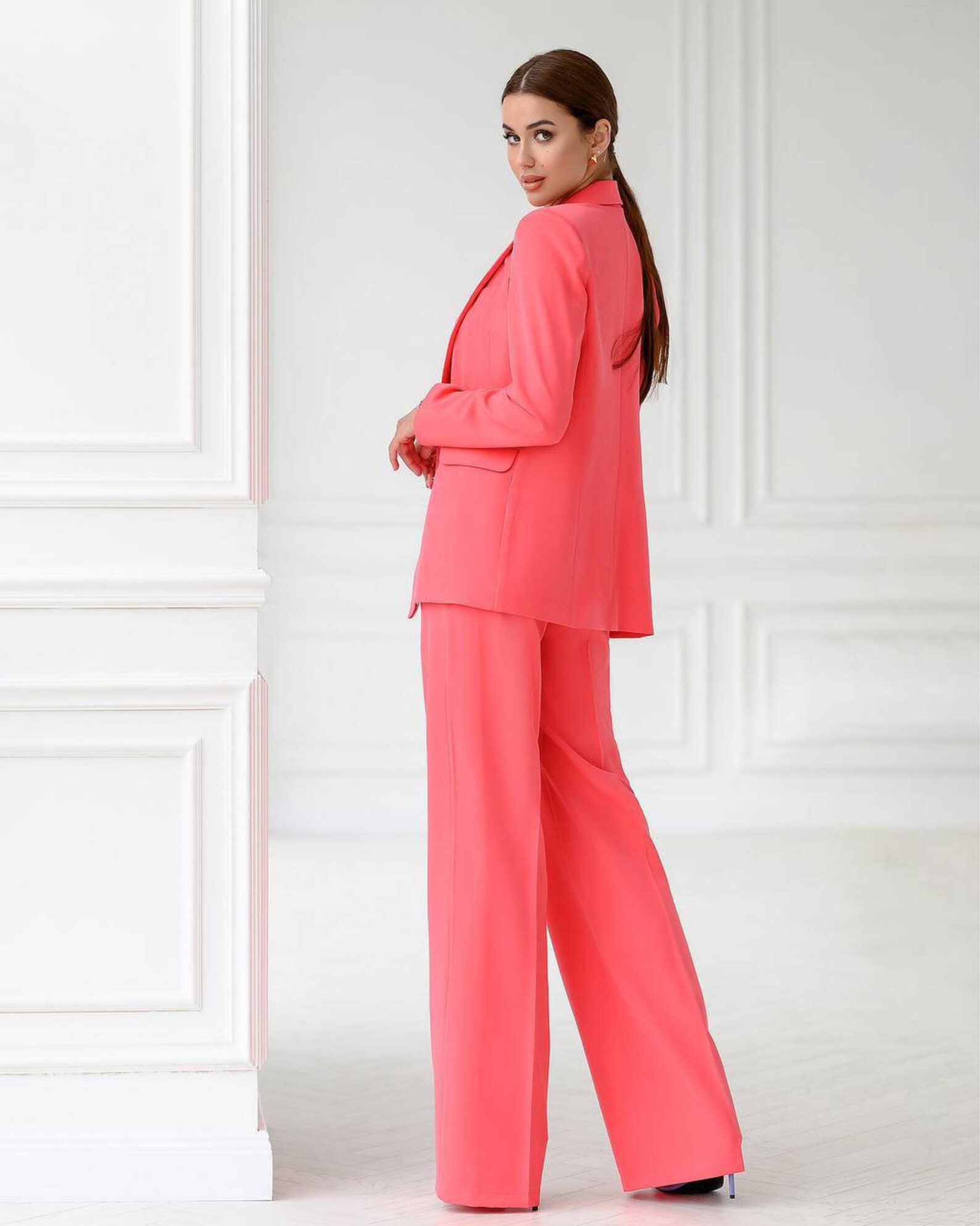 Coral Pink Blazer Trouser Suit for Women Coral Pantsuit for Etsy