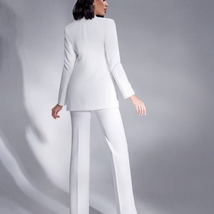 White Formal Pantsuit for Women, White Formal Pants Suit Set for Women ...