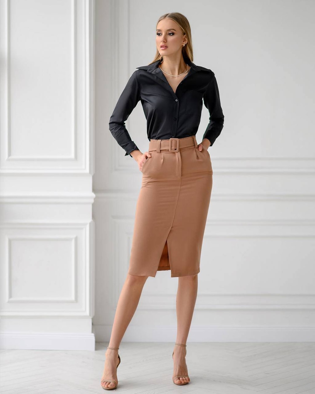 Beige High Waist Pencil Skirt Shapewear Skirt Midi Pencil - Etsy