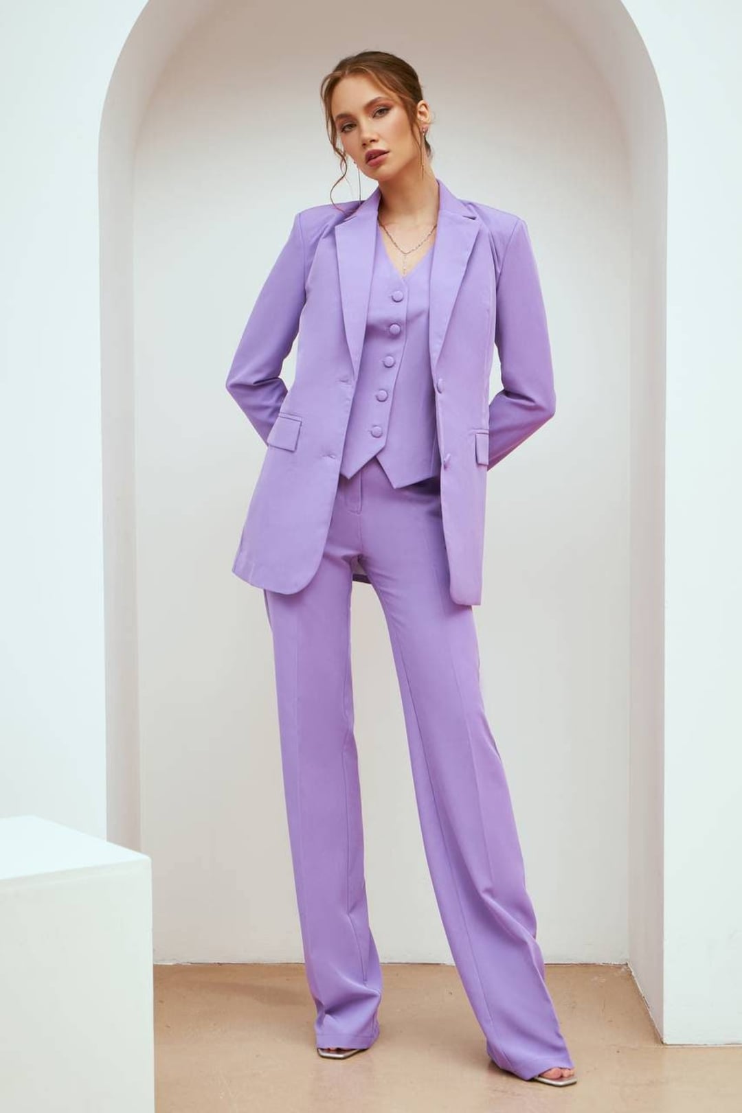 Formal Wear Long Sleeve Blazer And Trousers Suit Set  Stylesplash