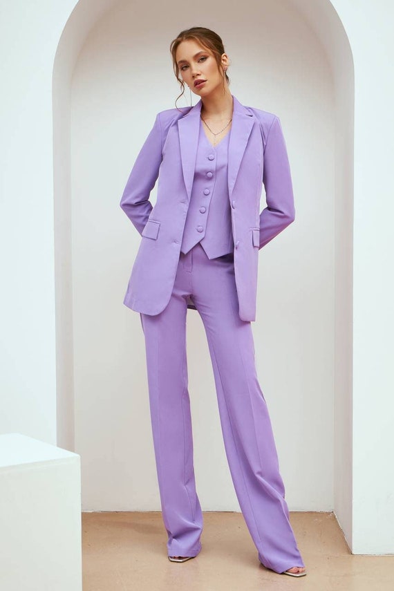 Lavender Formal Pantsuit for Women, Business Women Suit With Vest, Formal  3-piece Suit Set Womens, Womens Office Wear Blazer Trouser Suit -   Canada