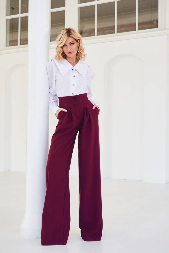 Women's High Waist Trousers, Wide Leg Pants for Women, Palazzo