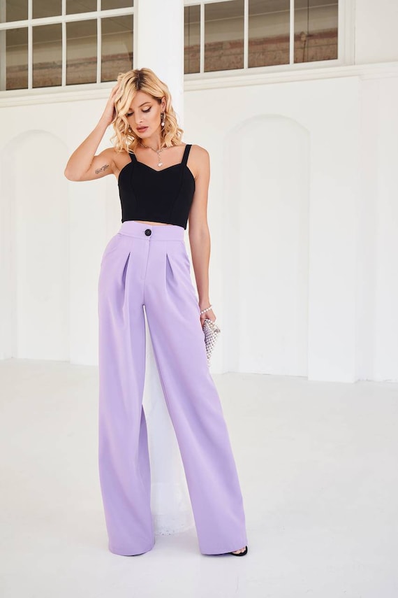 Damen Hose mit hoher Taille, Hose mit weitem Bein für Frauen