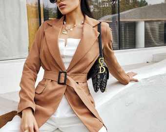 long blazer with belt