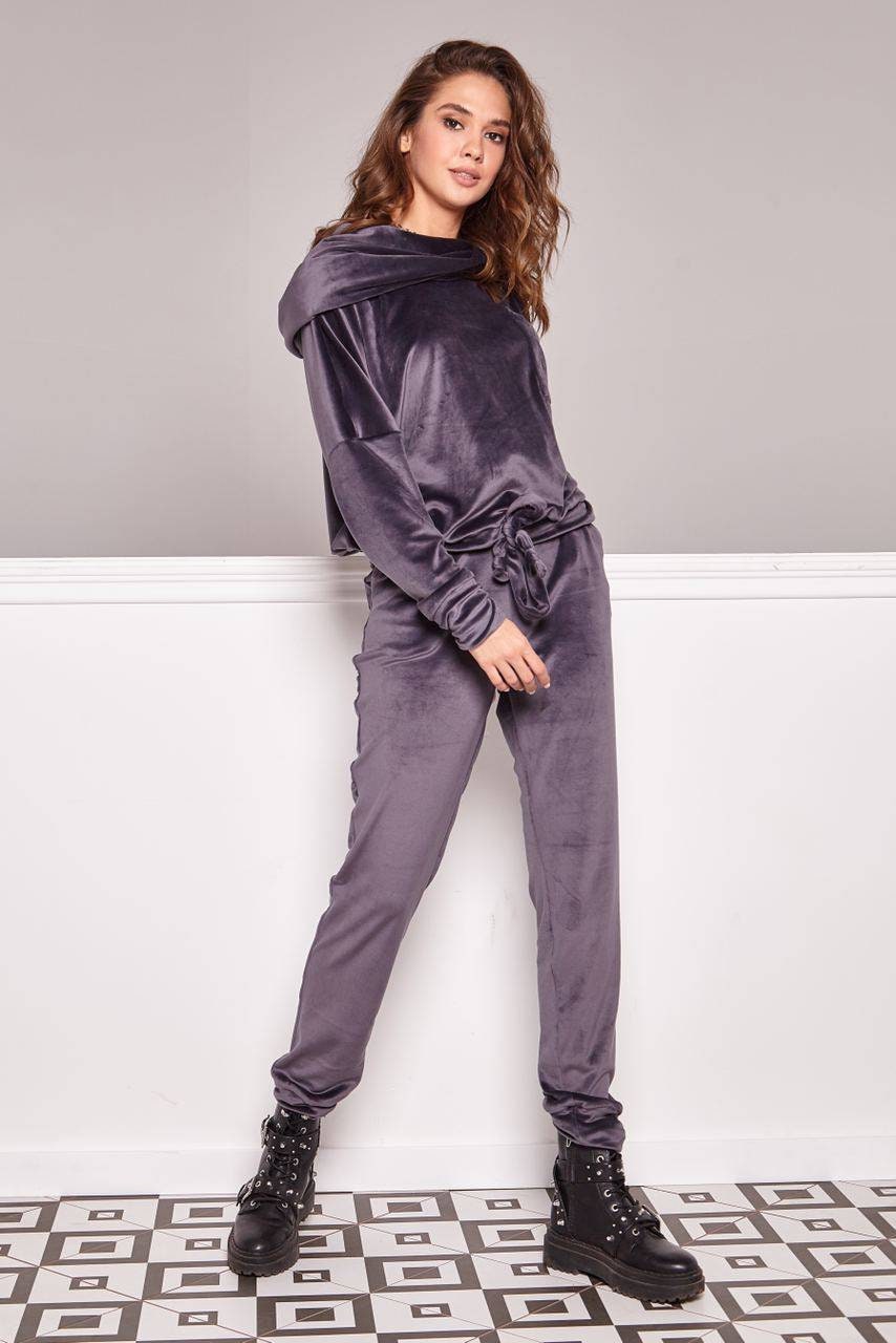 Velvet Tracksuit Set with Large Hood Hoodie Velvet Joggers Etsy