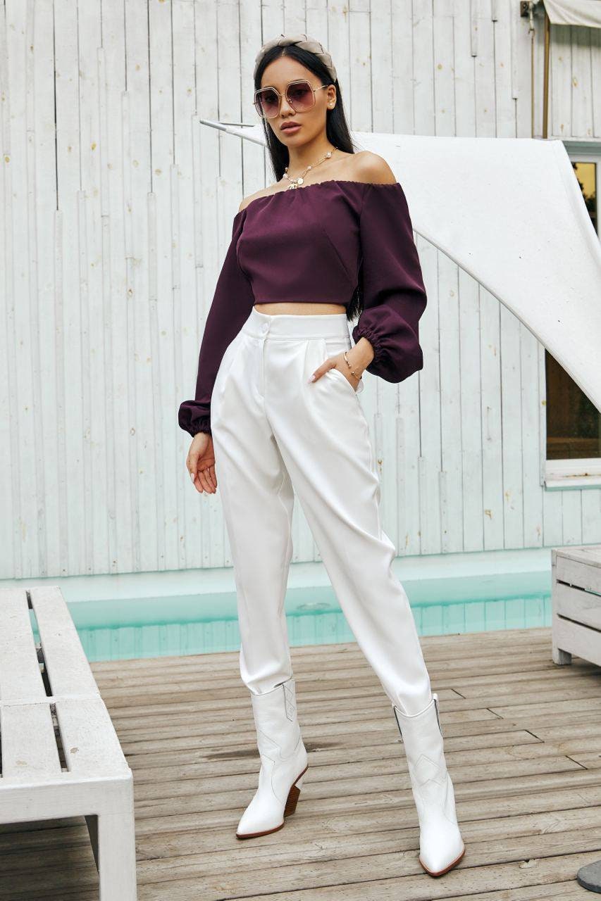 Off-Shoulder Cropped Top main image 1