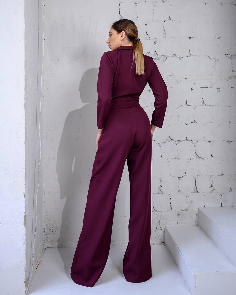 Burgundy Formal Jumpsuit Womens Women Burgundy Jumpsuit - Etsy