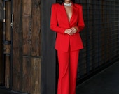 Red Formal Pantsuit for Women Red Pants Suit for Office Business