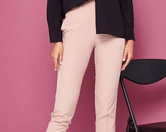 High waisted slim fit chinos pants for Women Office and Formal trousers