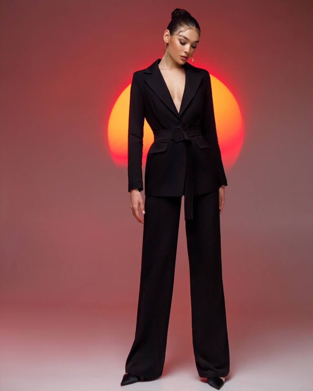 Black Formal Pantsuit for Women Wide Leg Pants High Rise - Etsy