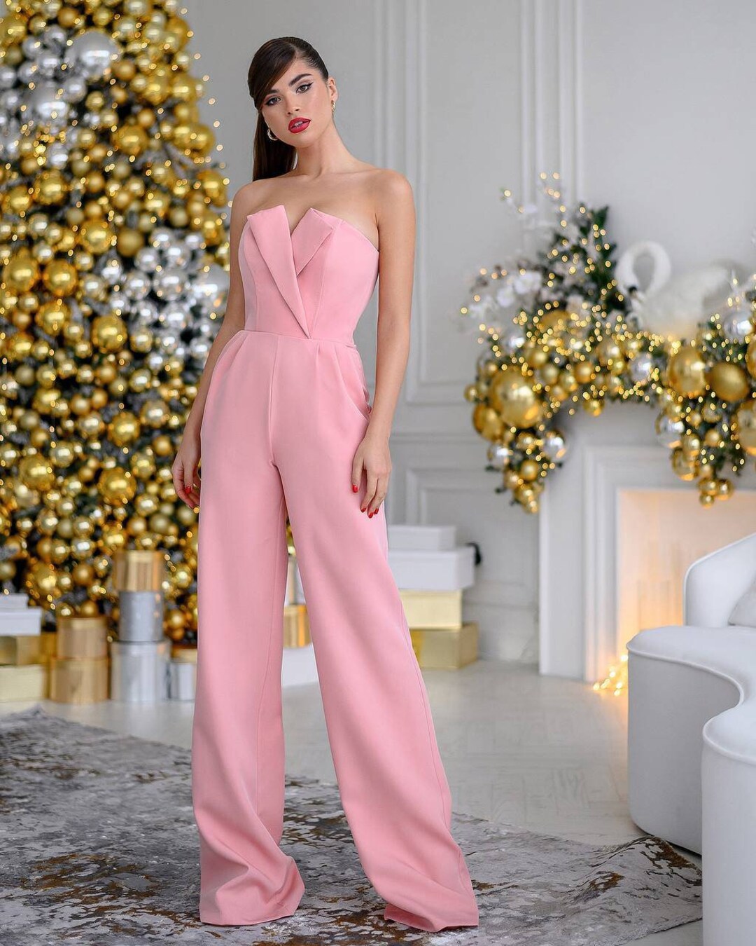 Pink Formal Jumpsuit Womens Bridal Jumpsuit Women Onepiece - Etsy