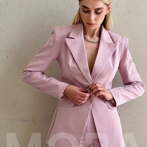 Layered Formal Long Sleeve Scoop Neckline Pantsuit Blushing Pink main image 0