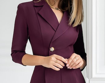 Burgundy Formal Jumpsuit with half sleeves for women