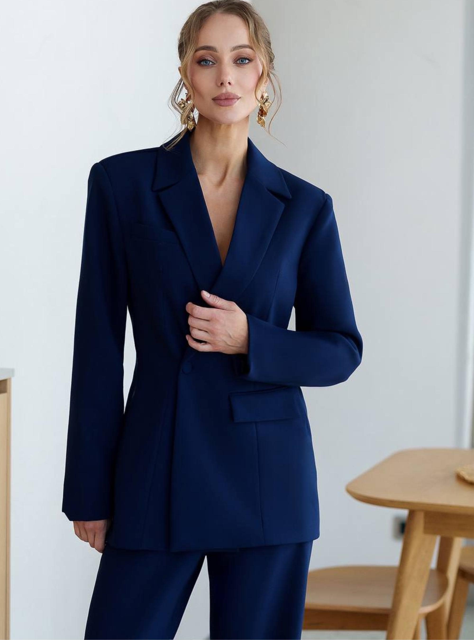 chinese dress ladies Sienna Relaxed Fit Blazer in Navy S / Blue / Modal main image 0