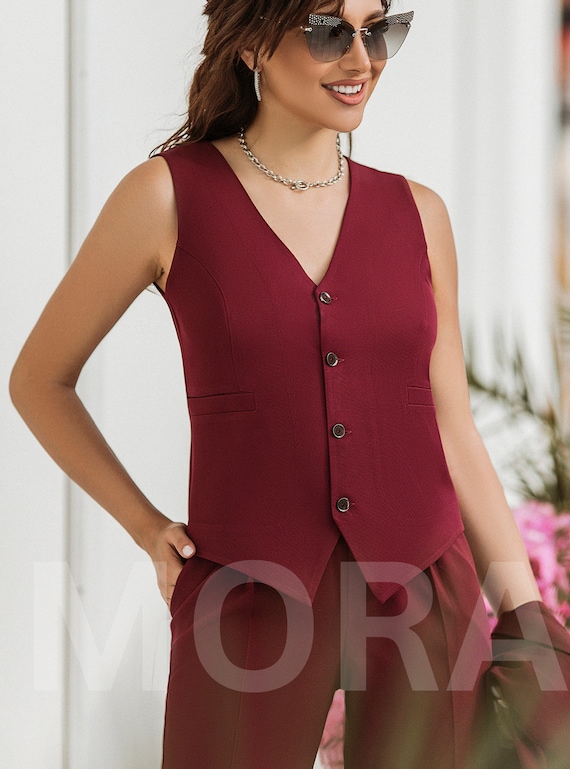 Chaleco burdeos mujer online
