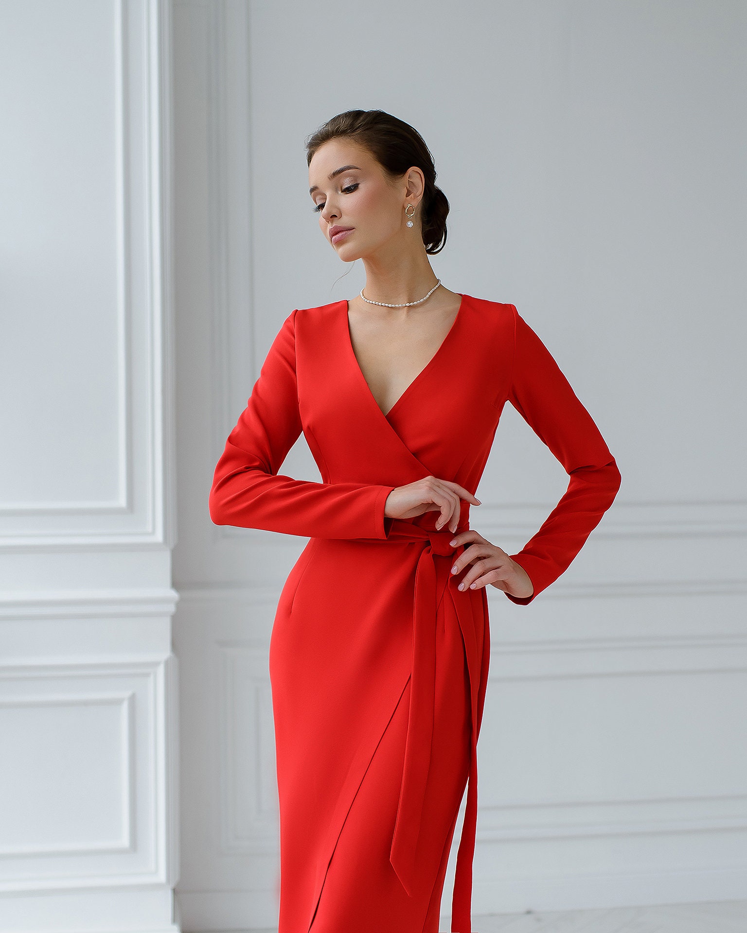 Red Wrap Maxi Dress 