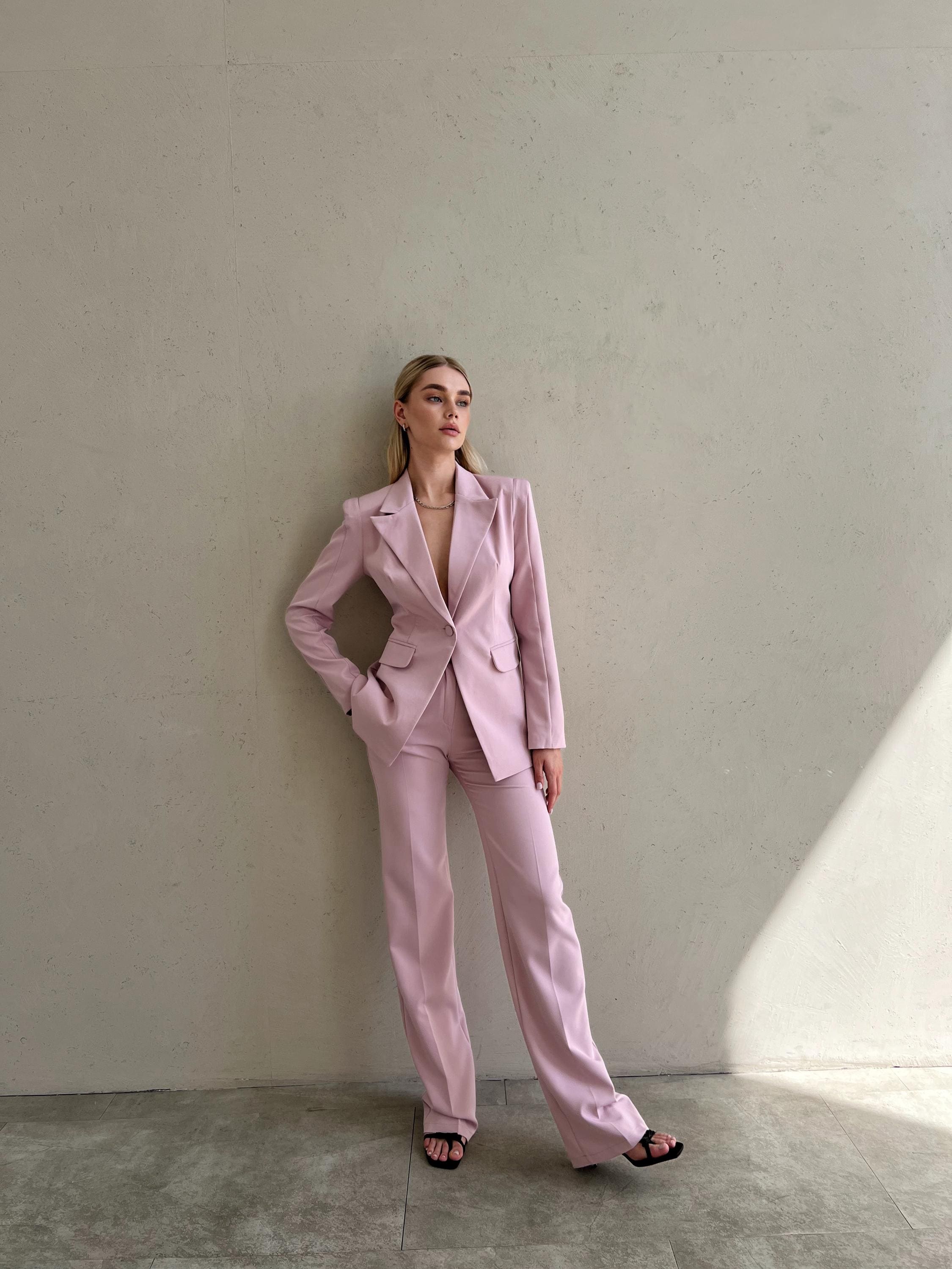 Dusty Pink Pantsuit With Fitted Blazer and Straight Leg Long Pants - Etsy