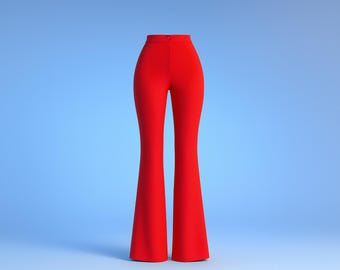Pantalones de campana rojos para mujeres altas