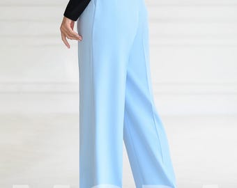 パンツ PAROSH Women Straight Pants ROMEAD232209 083 Blue P.A.R.O.S.H. wide-leg Trousers | Blue | FARFETCH