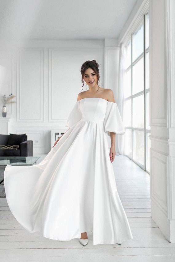 long white satin dress