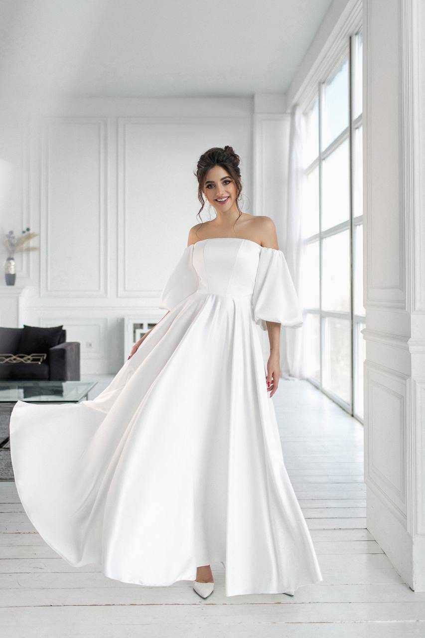 long white silk dress