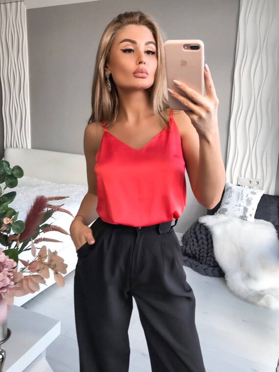 Silk top shop spaghetti strap