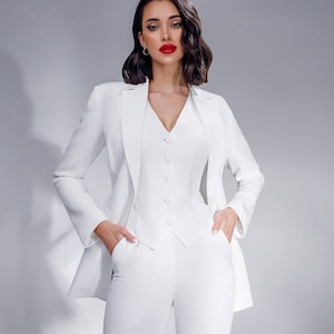  Women Pant Suit with Belt Red White Black Two Pieces