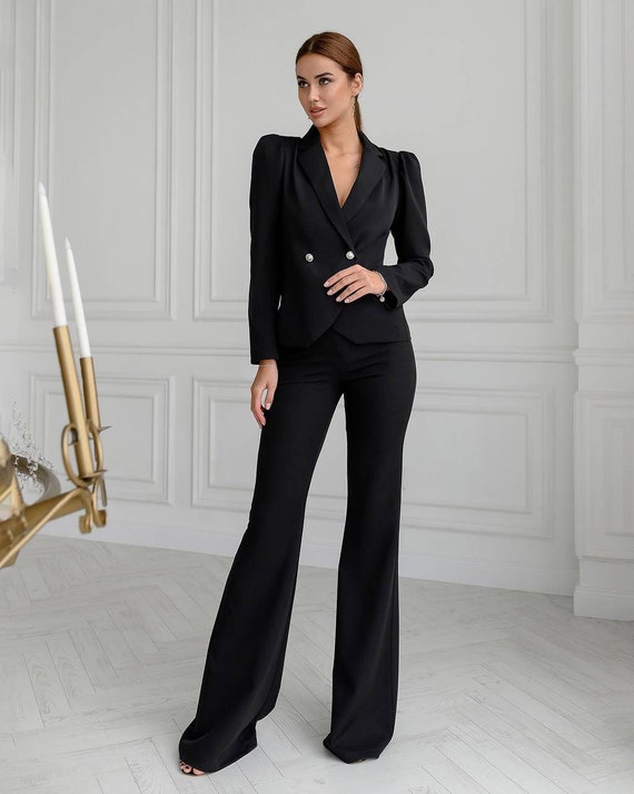 Formal Pantsuit for Business Women, Tall Women Pantsuit and Padded