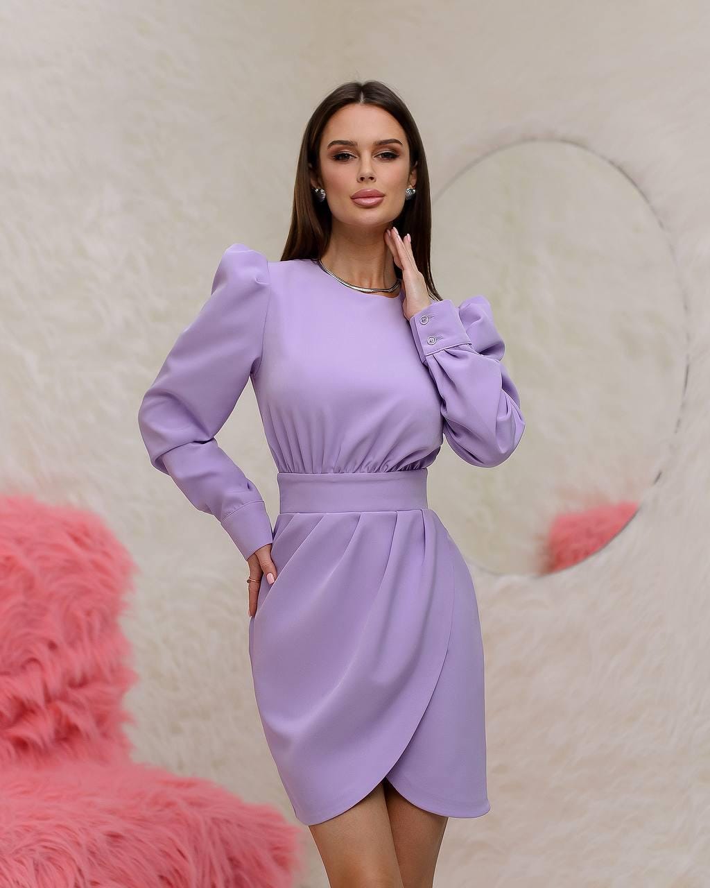 knee length dresses for ladies Ombre Short Sequin Party Dress with Sleeves