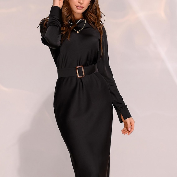 black dress with belt