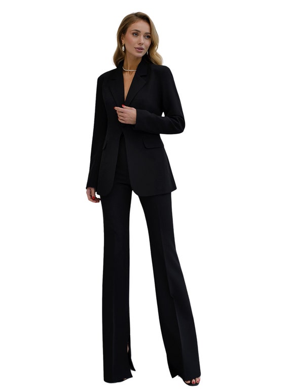 Black evening trouser suit deals