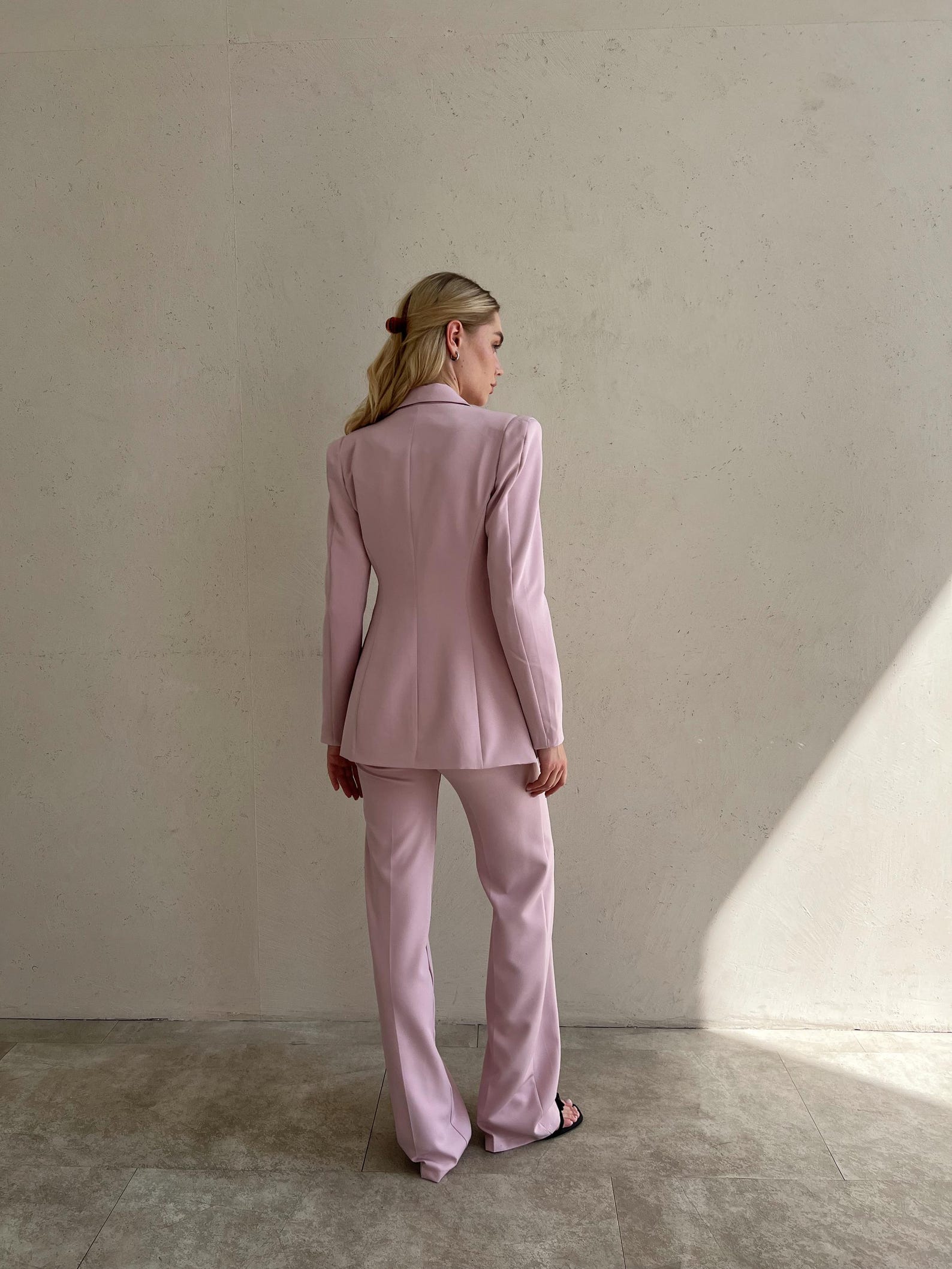 Dusty Pink Pantsuit With Fitted Blazer and Straight Leg Long Pants - Etsy