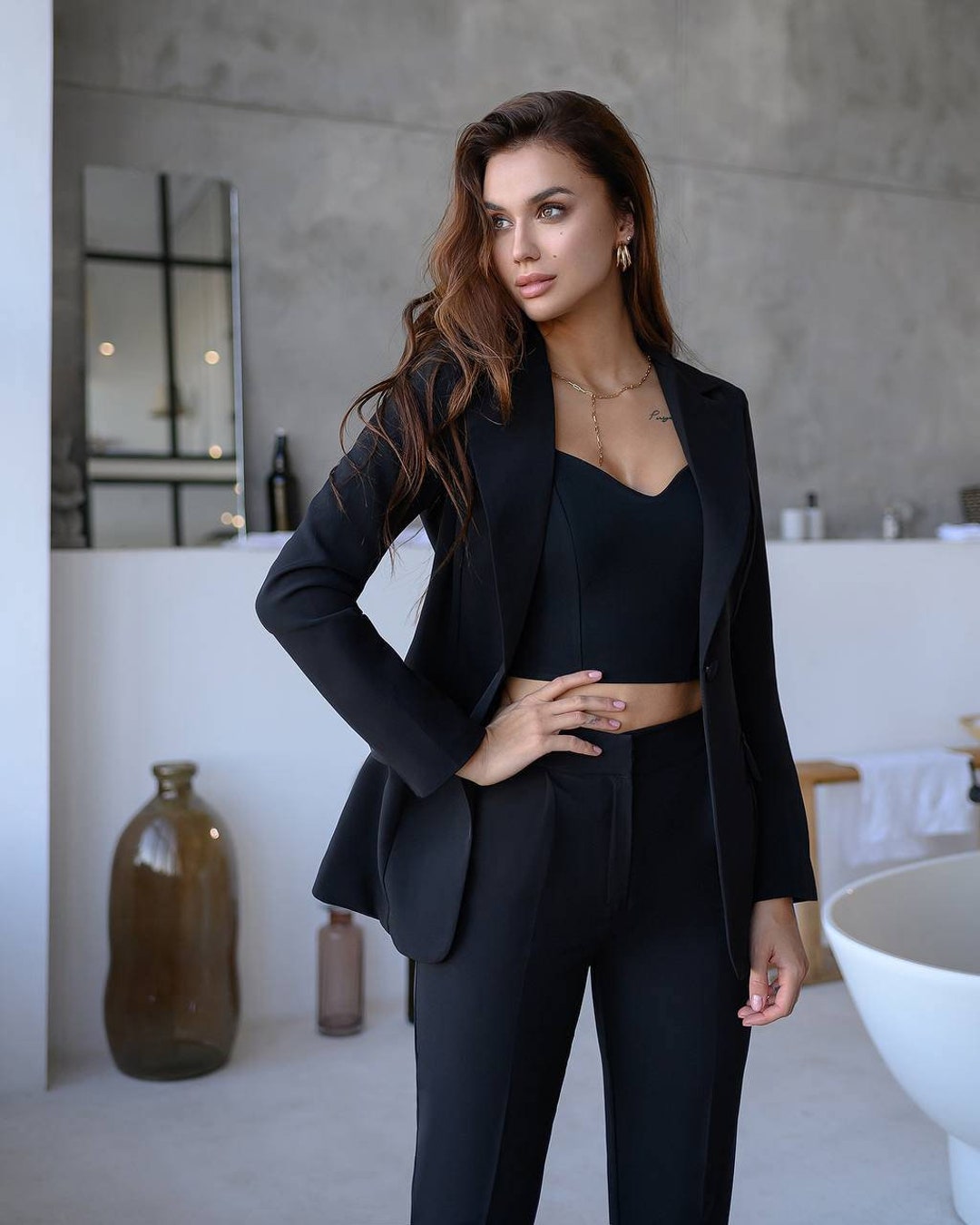 Buy Black Pant Suit Women, Black Business Suit for Ladies, Classic