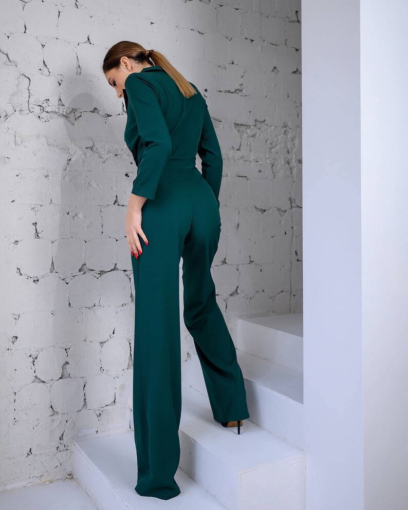 Emerald Green Formal Jumpsuit Womens Womens Jumpsuit Women Etsy